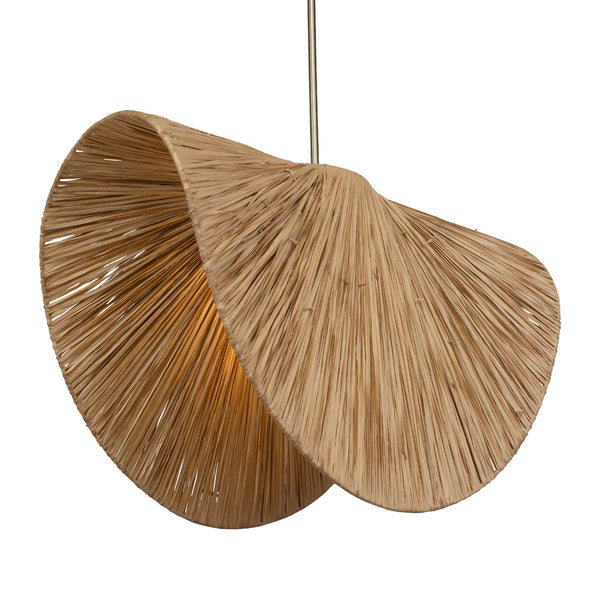 Uttermost Bend 1 Light Raffia Pendant - Tropical Design With Antique Brass Accents For Chic Spaces Brass Mild Steel,Raffia 21625