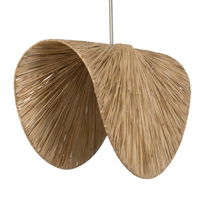 Uttermost Bend 1 Light Raffia Pendant - Tropical Design With Antique Brass Accents For Chic Spaces Brass Mild Steel,Raffia 21625