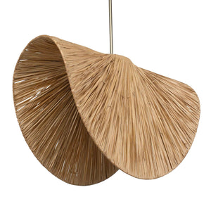 Uttermost Bend 1 Light Raffia Pendant - Tropical Design With Antique Brass Accents For Chic Spaces Brass Mild Steel,Raffia 21625