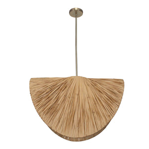 Uttermost Bend 1 Light Raffia Pendant - Tropical Design With Antique Brass Accents For Chic Spaces Brass Mild Steel,Raffia 21625