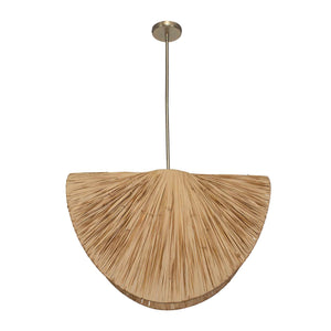 Uttermost Bend 1 Light Raffia Pendant - Tropical Design With Antique Brass Accents For Chic Spaces Brass Mild Steel,Raffia 21625