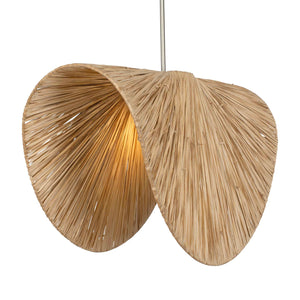 Uttermost Bend 1 Light Raffia Pendant - Tropical Design With Antique Brass Accents For Chic Spaces Brass Mild Steel,Raffia 21625