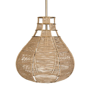 Uttermost Hestia Natural Rope Pendant Light With Antique Brass Accents - Adjustable Installation Included Brass Mild Steel,Natural Rope 21626