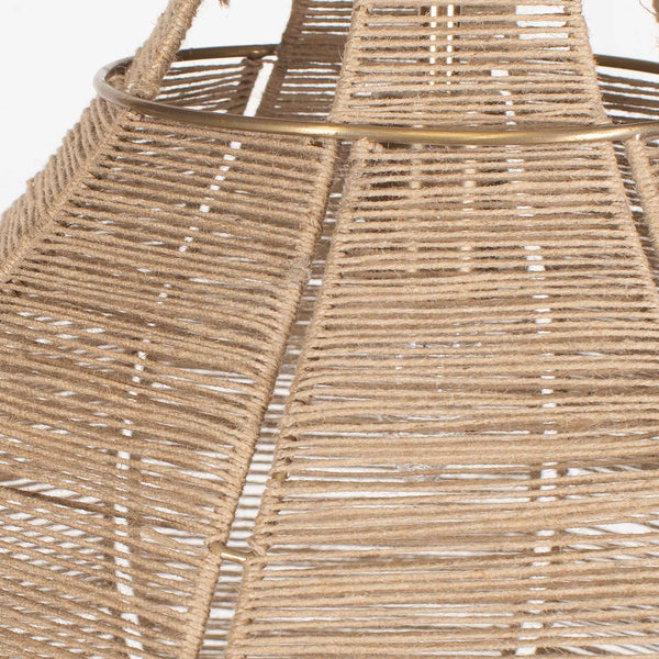 Uttermost Hestia Natural Rope Pendant Light With Antique Brass Accents - Adjustable Installation Included Brass Mild Steel,Natural Rope 21626