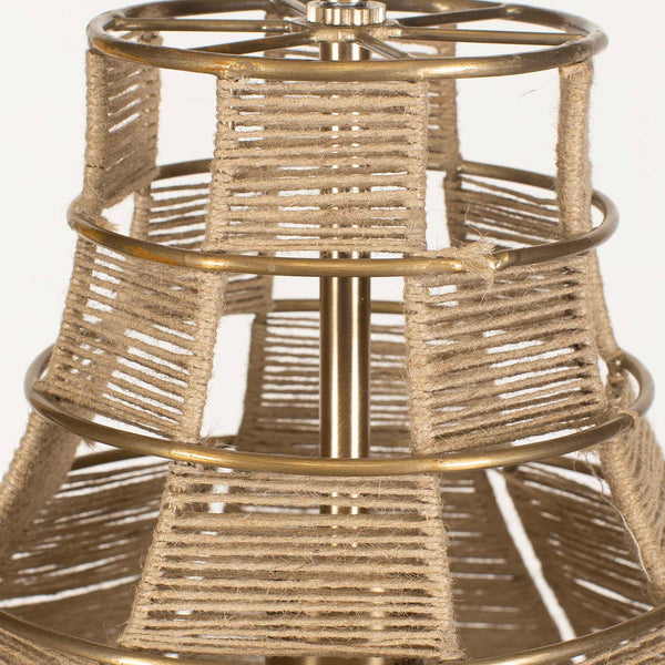 Uttermost Hestia Natural Rope Pendant Light With Antique Brass Accents - Adjustable Installation Included Brass Mild Steel,Natural Rope 21626