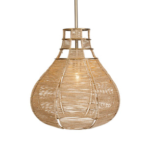 Uttermost Hestia Natural Rope Pendant Light With Antique Brass Accents - Adjustable Installation Included Brass Mild Steel,Natural Rope 21626