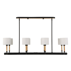 Uttermost Uttermost Franconia 8-Light Linear Pendant With Linen Shades And Blonde Accents For Dining Spaces Black,White,Woodtone 21629