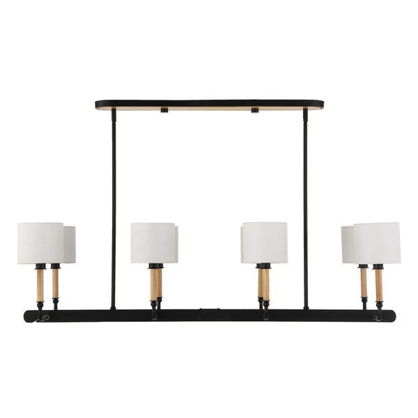 Uttermost Uttermost Franconia 8-Light Linear Pendant With Linen Shades And Blonde Accents For Dining Spaces Black,White,Woodtone 21629