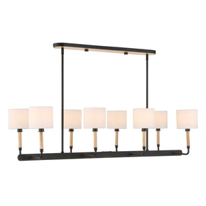 Uttermost Uttermost Franconia 8-Light Linear Pendant With Linen Shades And Blonde Accents For Dining Spaces Black,White,Woodtone 21629