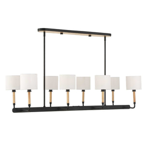 Uttermost Uttermost Franconia 8-Light Linear Pendant With Linen Shades And Blonde Accents For Dining Spaces Black,White,Woodtone 21629