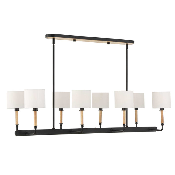Uttermost Uttermost Franconia 8-Light Linear Pendant With Linen Shades And Blonde Accents For Dining Spaces Black,White,Woodtone 21629