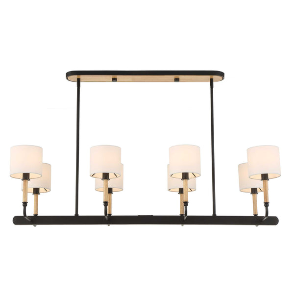 Uttermost Uttermost Franconia 8-Light Linear Pendant With Linen Shades And Blonde Accents For Dining Spaces Black,White,Woodtone 21629