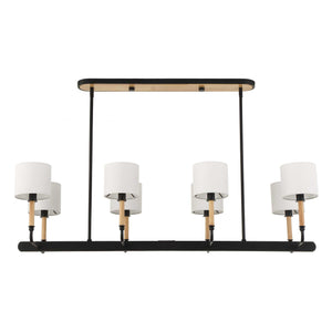 Uttermost Uttermost Franconia 8-Light Linear Pendant With Linen Shades And Blonde Accents For Dining Spaces Black,White,Woodtone 21629