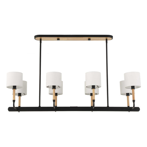 Uttermost Uttermost Franconia 8-Light Linear Pendant With Linen Shades And Blonde Accents For Dining Spaces Black,White,Woodtone 21629