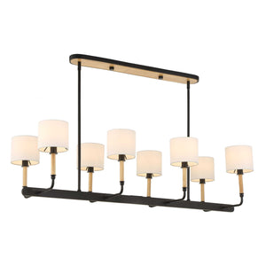 Uttermost Uttermost Franconia 8-Light Linear Pendant With Linen Shades And Blonde Accents For Dining Spaces Black,White,Woodtone 21629