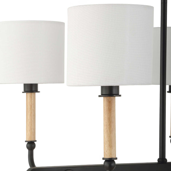 Uttermost Uttermost Franconia 8-Light Linear Pendant With Linen Shades And Blonde Accents For Dining Spaces Black,White,Woodtone 21629