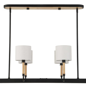 Uttermost Uttermost Franconia 8-Light Linear Pendant With Linen Shades And Blonde Accents For Dining Spaces Black,White,Woodtone 21629