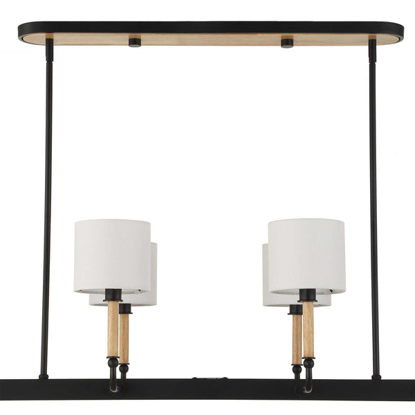 Uttermost Uttermost Franconia 8-Light Linear Pendant With Linen Shades And Blonde Accents For Dining Spaces Black,White,Woodtone 21629