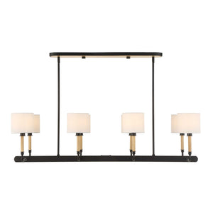 Uttermost Uttermost Franconia 8-Light Linear Pendant With Linen Shades And Blonde Accents For Dining Spaces Black,White,Woodtone 21629