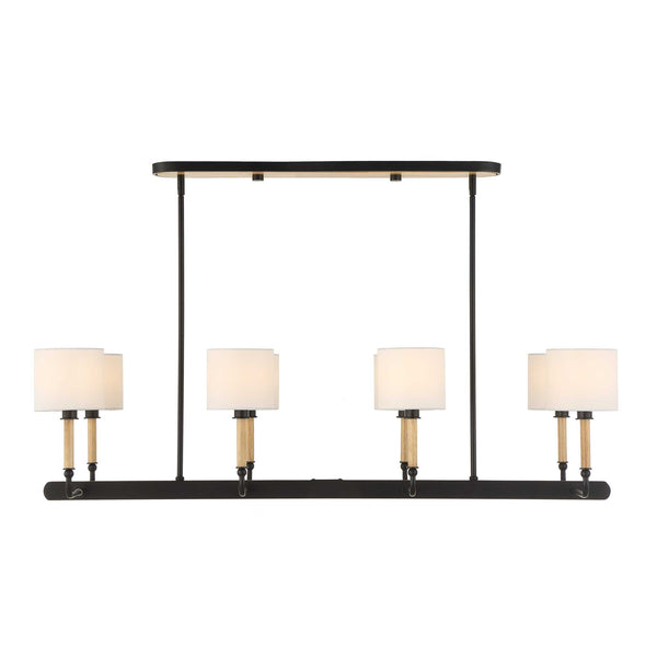 Uttermost Uttermost Franconia 8-Light Linear Pendant With Linen Shades And Blonde Accents For Dining Spaces Black,White,Woodtone 21629