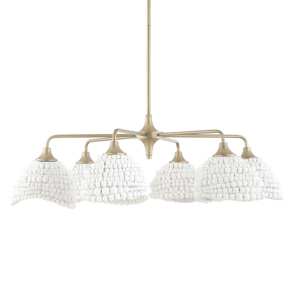 Uttermost Uttermost Breezy White Beaded Pendant With Brushed Matte Gold Accents — Layered Textured Illumination 6 Light(s) 21630