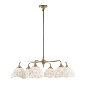 Uttermost Uttermost Breezy White Beaded Pendant With Brushed Matte Gold Accents — Layered Textured Illumination 6 Light(s) 21630