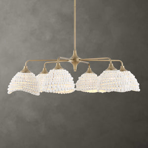 Uttermost Uttermost Breezy White Beaded Pendant With Brushed Matte Gold Accents — Layered Textured Illumination 6 Light(s) 21630