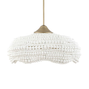 Uttermost Uttermost Breezy White Beaded Pendant With Brushed Matte Gold Accents — Layered Textured Illumination 5 Light(s) 21631