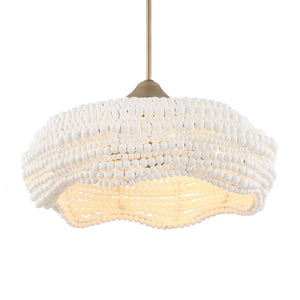 Uttermost Uttermost Breezy White Beaded Pendant With Brushed Matte Gold Accents — Layered Textured Illumination 5 Light(s) 21631