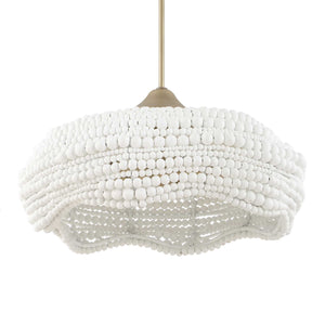Uttermost Uttermost Breezy White Beaded Pendant With Brushed Matte Gold Accents — Layered Textured Illumination 5 Light(s) 21631