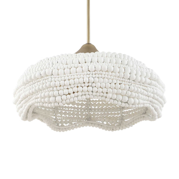 Uttermost Uttermost Breezy White Beaded Pendant With Brushed Matte Gold Accents — Layered Textured Illumination 5 Light(s) 21631