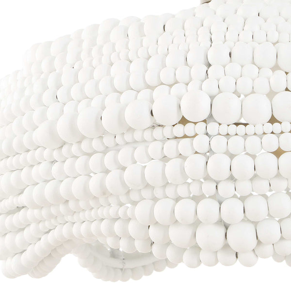 Uttermost Uttermost Breezy White Beaded Pendant With Brushed Matte Gold Accents — Layered Textured Illumination 5 Light(s) 21631
