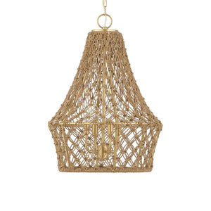 Uttermost Uttermost Hand-Knotted Macramé 4-Light Rope Pendant With Brushed Gold Frame, Adjustable Suspension 21633