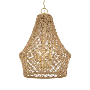 Uttermost Uttermost Hand-Knotted Macramé 4-Light Rope Pendant With Brushed Gold Frame, Adjustable Suspension 21633