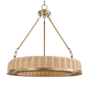 Uttermost Uttermost Ladakh Wicker 9-Light Round Pendant – Natural Cane Shade, Weathered Brass Finish, Dimmable 21635