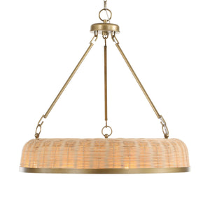 Uttermost Uttermost Ladakh Wicker 9-Light Round Pendant – Natural Cane Shade, Weathered Brass Finish, Dimmable 21635