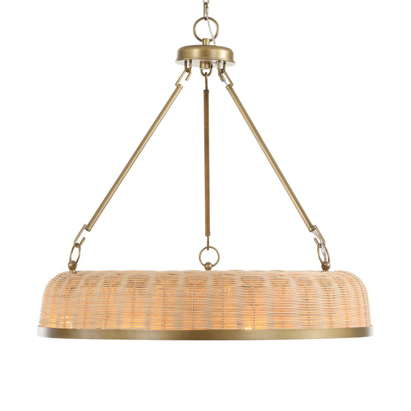 Uttermost Uttermost Ladakh Wicker 9-Light Round Pendant – Natural Cane Shade, Weathered Brass Finish, Dimmable 21635