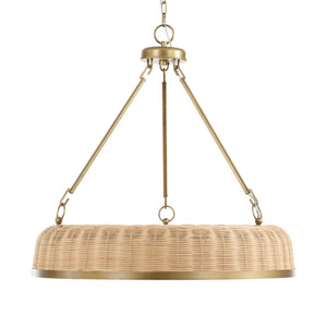 Uttermost Uttermost Ladakh Wicker 9-Light Round Pendant – Natural Cane Shade, Weathered Brass Finish, Dimmable 21635