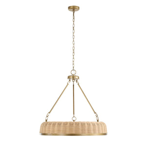 Uttermost Uttermost Ladakh Wicker 9-Light Round Pendant – Natural Cane Shade, Weathered Brass Finish, Dimmable 21635