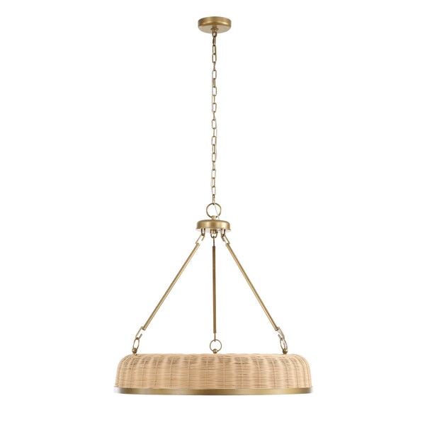Uttermost Uttermost Ladakh Wicker 9-Light Round Pendant – Natural Cane Shade, Weathered Brass Finish, Dimmable 21635