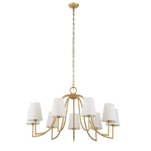 Uttermost Uttermost Seville Gold 9-Light Chandelier With White Linen Shades, Adjustable 7' Chain & 20' Wire 21399