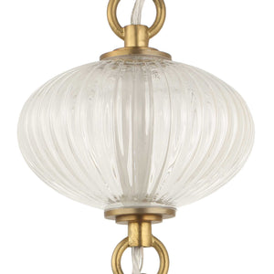 Uttermost Uttermost Bellaire Matte Brushed Gold 1-Light Pendant With Clear Puffy Melon Glass Shade, Adjustable Length 21636