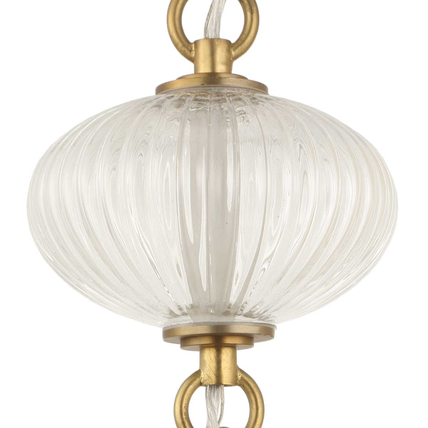 Uttermost Uttermost Bellaire Matte Brushed Gold 1-Light Pendant With Clear Puffy Melon Glass Shade, Adjustable Length 21636