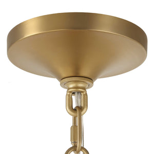 Uttermost Uttermost Bellaire Matte Brushed Gold 1-Light Pendant With Clear Puffy Melon Glass Shade, Adjustable Length 21636