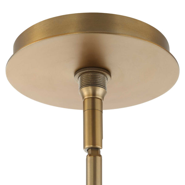 Uttermost Uttermost Cresson 4-Light Drum Pendant With White Linen Shade, Matte Brushed Brass & Alabaster Diffuser 21637