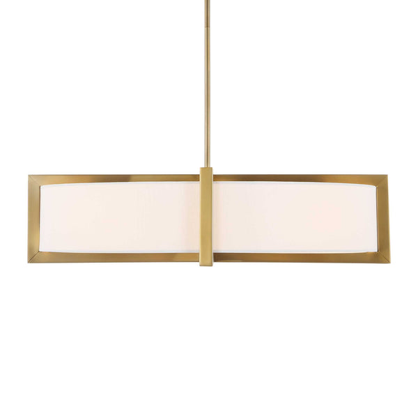 Uttermost Uttermost Cresson 4-Light Drum Pendant With White Linen Shade, Matte Brushed Brass & Alabaster Diffuser 21637