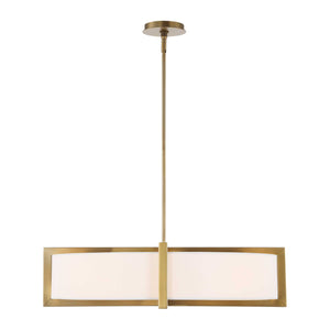 Uttermost Uttermost Cresson 4-Light Drum Pendant With White Linen Shade, Matte Brushed Brass & Alabaster Diffuser 21637