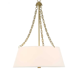 Uttermost Uttermost Andalucia White Linen Drum Pendant With Matte Brushed Gold Chain & Glass Diffuser — Elegant Ambient Lighting 21638
