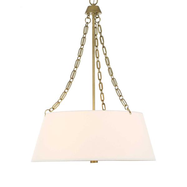 Uttermost Uttermost Andalucia White Linen Drum Pendant With Matte Brushed Gold Chain & Glass Diffuser — Elegant Ambient Lighting 21638
