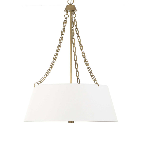 Uttermost Uttermost Andalucia White Linen Drum Pendant With Matte Brushed Gold Chain & Glass Diffuser — Elegant Ambient Lighting 21638